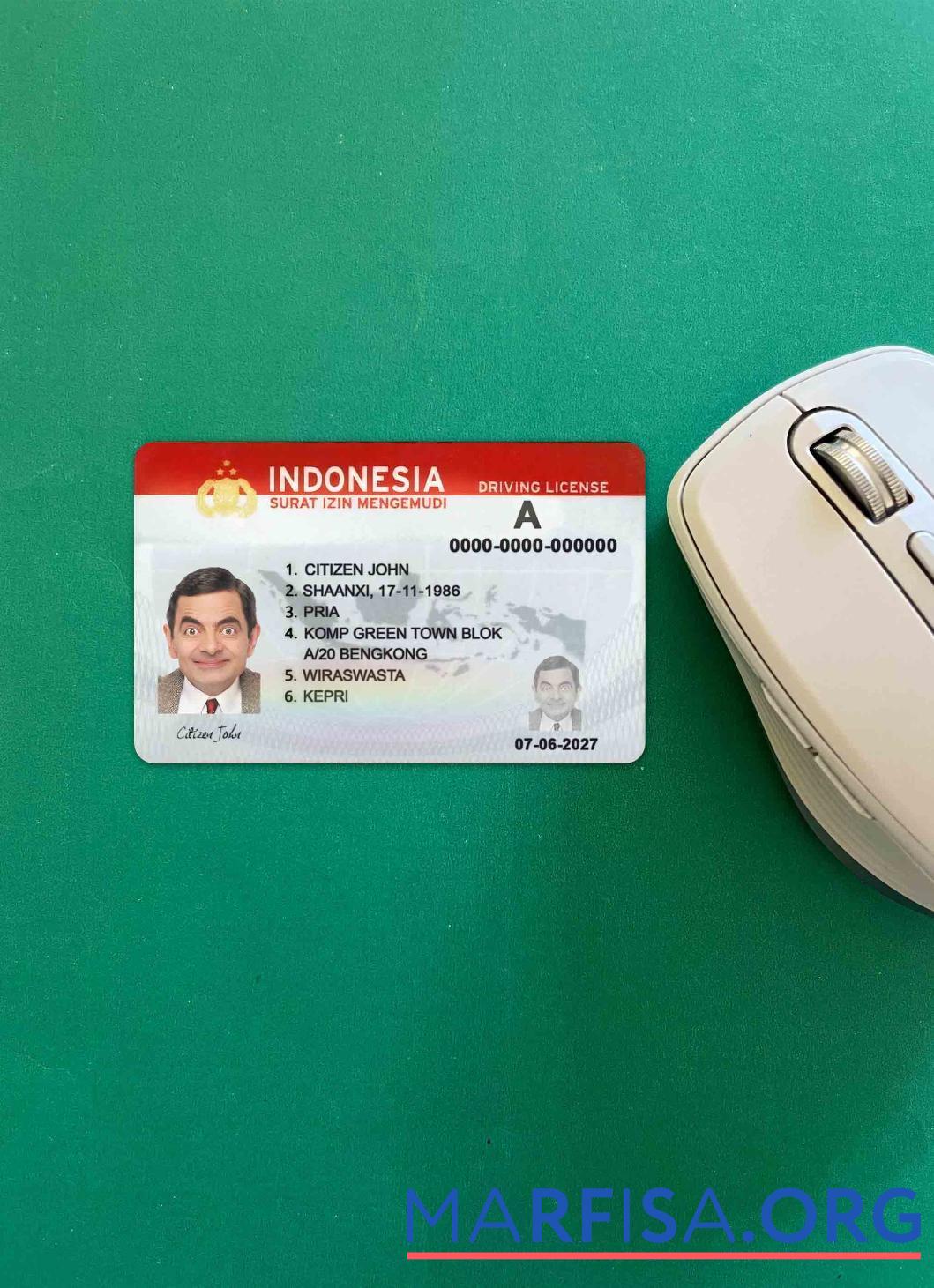 Printable Indonesia driving license (2019 – present) photolook template
